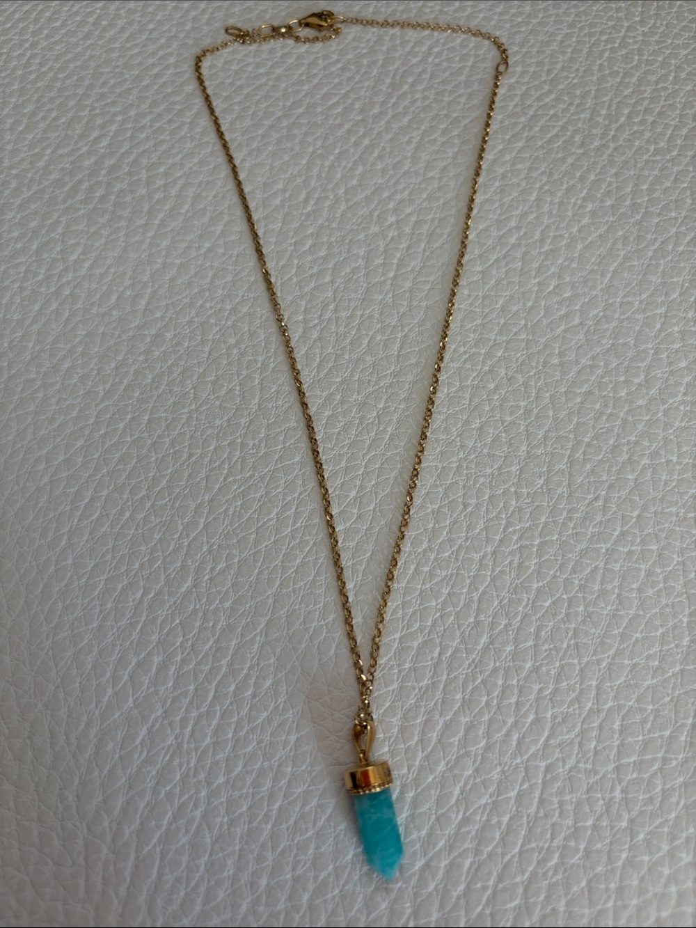 Gold Chain Necklace with Turquoise Point Pendant